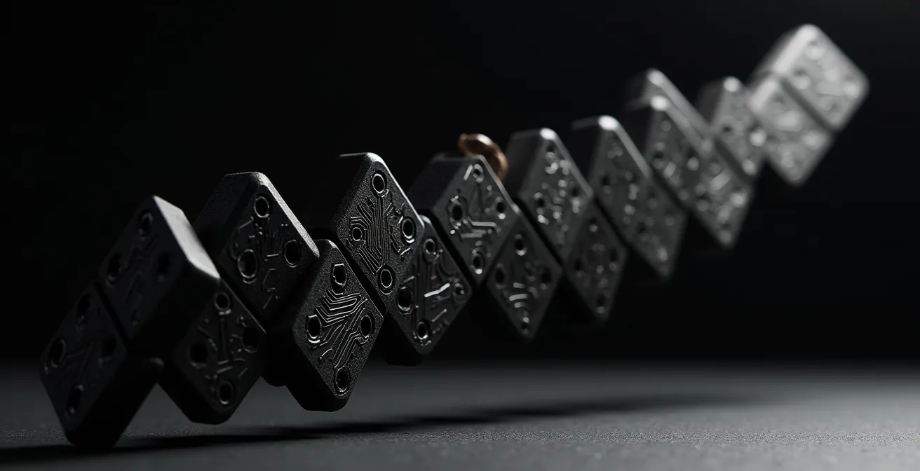 Effet domino montrant la propagation d'une panne DNS